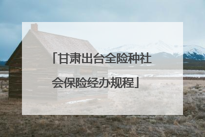 甘肃出台全险种社会保险经办规程