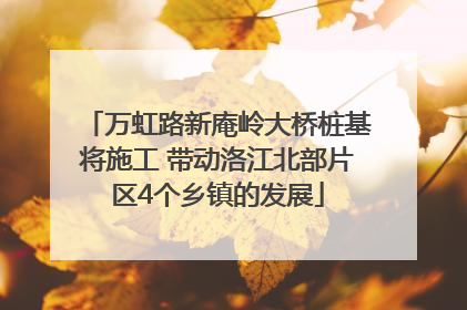 万虹路新庵岭大桥桩基将施工 带动洛江北部片区4个乡镇的发展