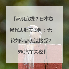 亮明底线？日本贸易代表赴美谈判：无论如何都无法接受25%汽车关税