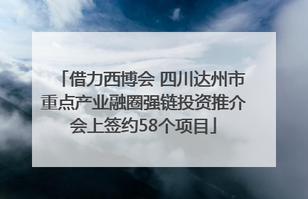 借力西博会 四川达州市重点产业融圈强链投资推介会上签约58个项目