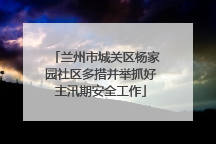 兰州市城关区杨家园社区多措并举抓好主汛期安全工作