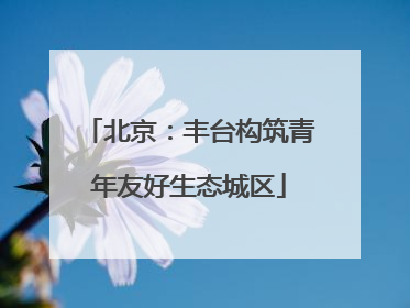 北京：丰台构筑青年友好生态城区