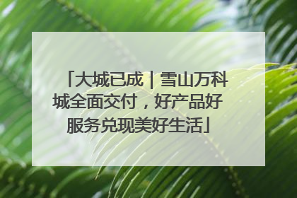 大城已成｜雪山万科城全面交付，好产品好服务兑现美好生活