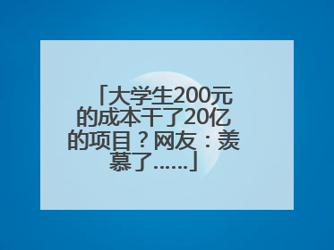 大学生200元的成本干了20亿的项目？网友：羡慕了……