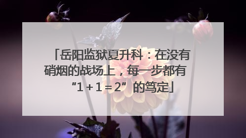 岳阳监狱夏升科：在没有硝烟的战场上，每一步都有“1＋1＝2”的笃定