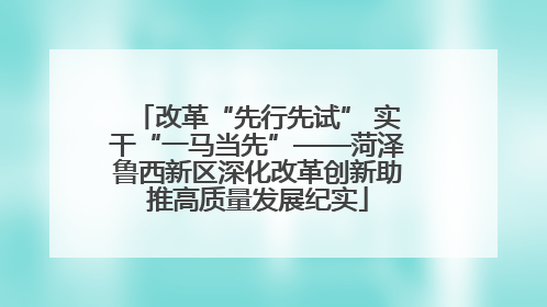 改革“先行先试” 实干“一马当先”——菏泽鲁西新区深化改革创新助推高质量发展纪实