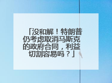 没和解！特朗普仍考虑取消马斯克的政府合同，利益切割容易吗？