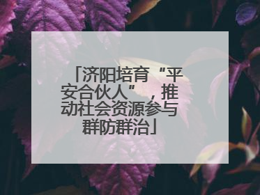 济阳培育“平安合伙人”，推动社会资源参与群防群治
