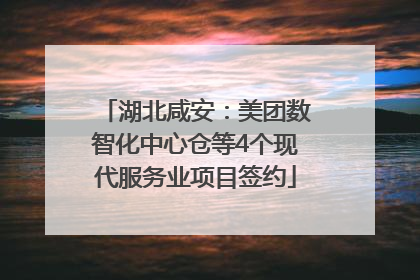 湖北咸安：美团数智化中心仓等4个现代服务业项目签约
