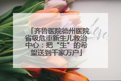 齐鲁医院德州医院省级危重新生儿救治中心：把“生”的希望送到千家万户