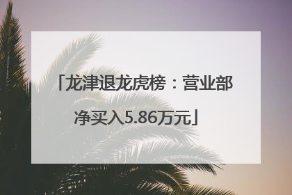 龙津退龙虎榜：营业部净买入5.86万元