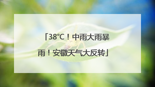 38℃！中雨大雨暴雨！安徽天气大反转